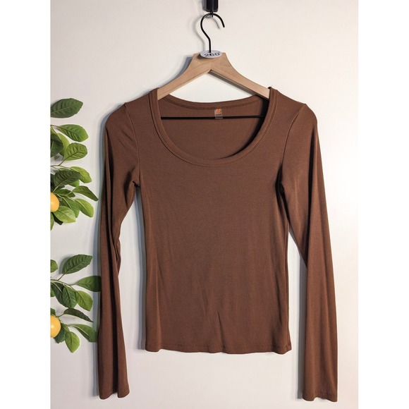 Mono B Tops - Mono B Brown Ribbed Long Sleeve Sz M